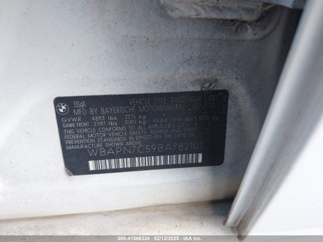 41566324 :رقم المزاد ، WBAPN7C59BA782101 vin ، 2011 Bmw 335d مزاد بيع