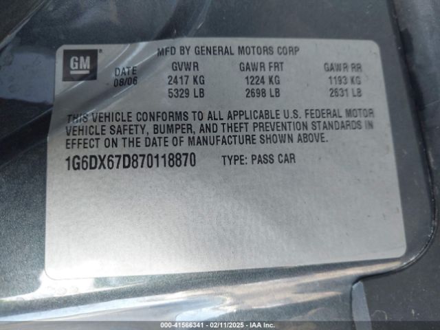 2007 CADILLAC STS-V 1G6DX67D870118870 Photo 8