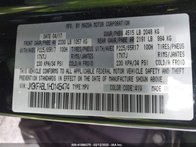 JM3KFABL1H0145474 Mazda CX-5 SPORT