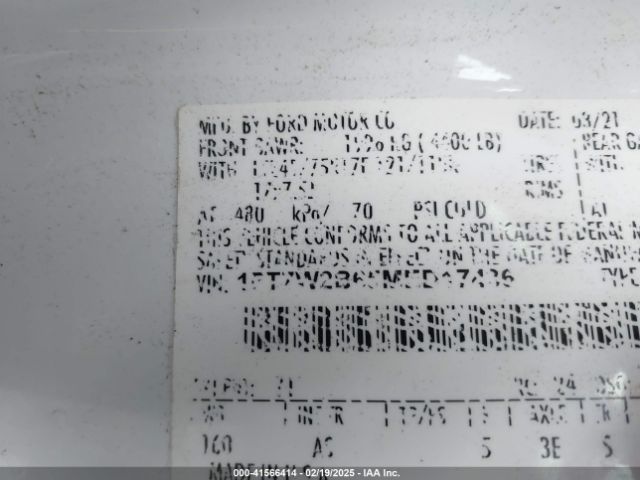 1FT7W2B65MED17436 Ford F-250 Xl