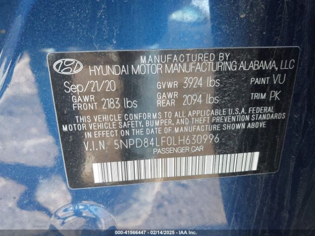 5NPD84LF0LH630996 Hyundai Elantra Value Edition