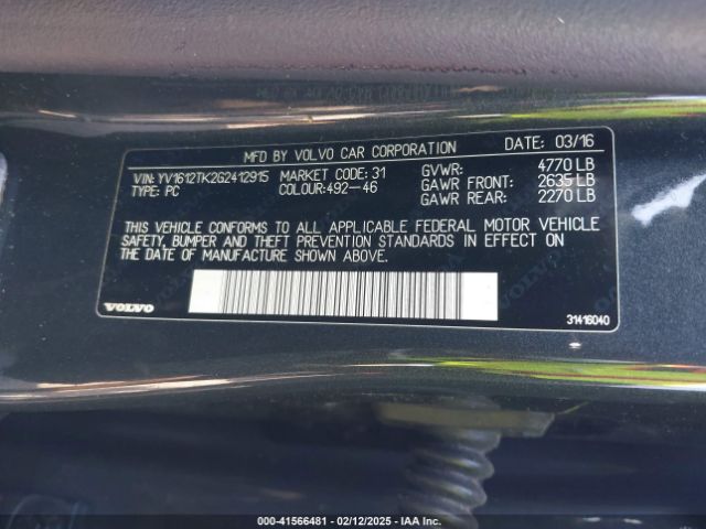2016 VOLVO S60 YV1612TK2G2412915 Photo 8