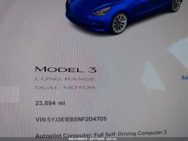 5YJ3E1EB5NF204705 Tesla Model 3 Long Range Dual Motor All-wheel Drive