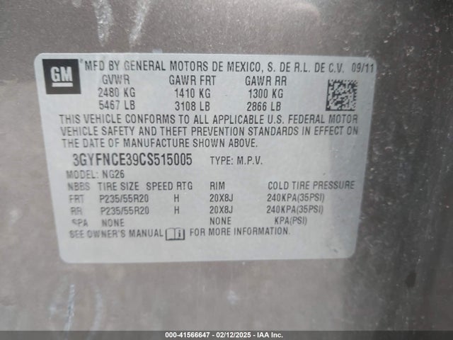 2012 CADILLAC SRX 3GYFNCE39CS515005 Photo 8