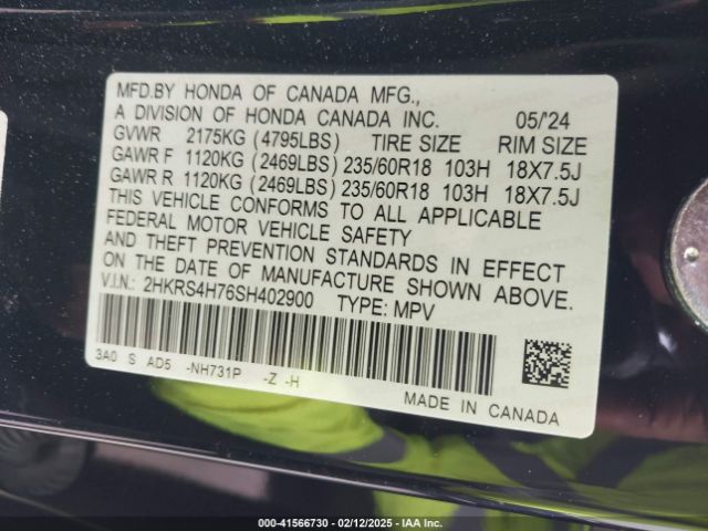 2HKRS4H76SH402900 Honda Cr-v Ex-l Awd