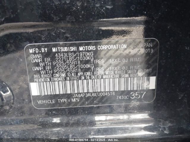 JA4AP3AU6LU004516 Mitsubishi Outlander Sport 2.0 Be