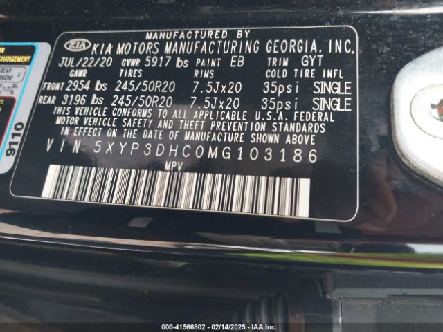 5XYP3DHC0MG103186 KIA Telluride Ex