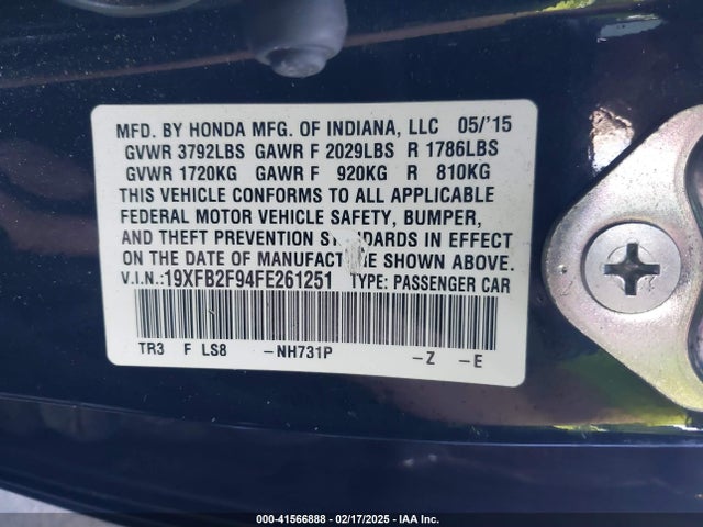 Honda Civic Ex-l 2015 19XFB2F94FE261251 Image 9