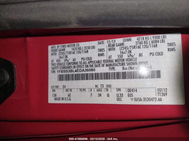 1FBSS3BL4EDA36080 Ford E-350 Super Duty Xl