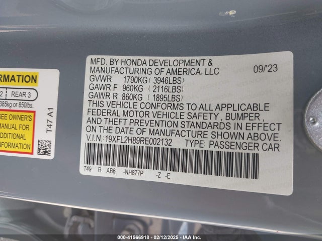 19XFL2H89RE002132 Honda Civic Sport