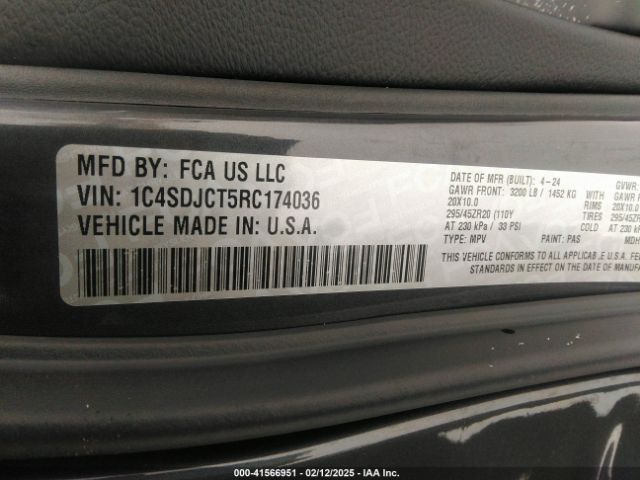 1C4SDJCT5RC174036 Dodge Durango R/t Awd