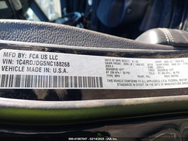 1C4RDJDG5NC188268 Dodge Durango Gt Awd