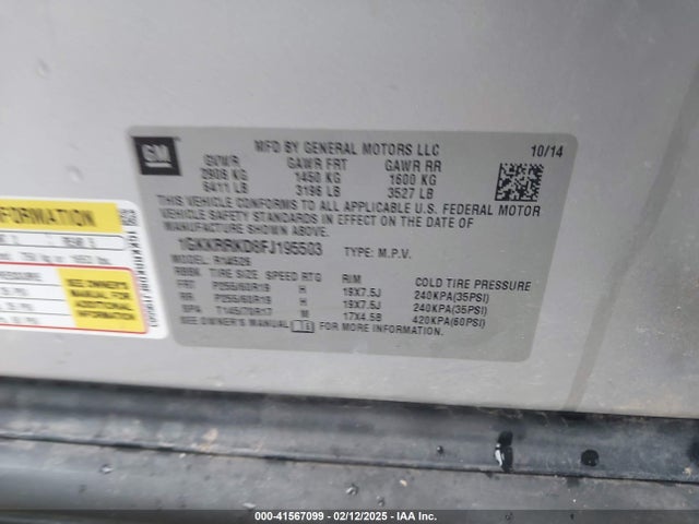 GMC Acadia Slt-1 2015 1GKKRRKD8FJ195503 Image 9