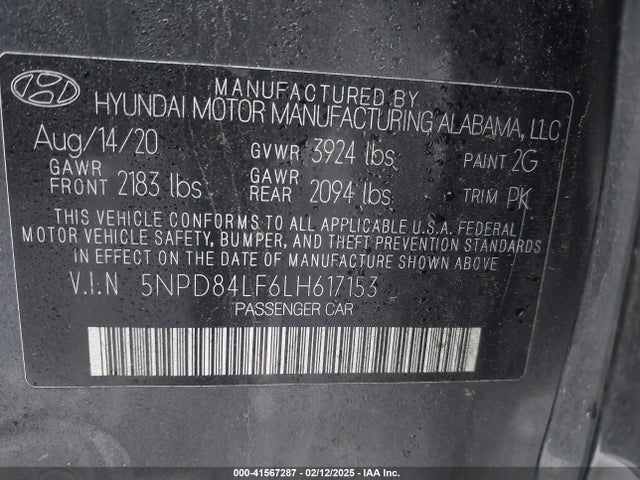 5NPD84LF6LH617153 Hyundai Elantra Value Edition