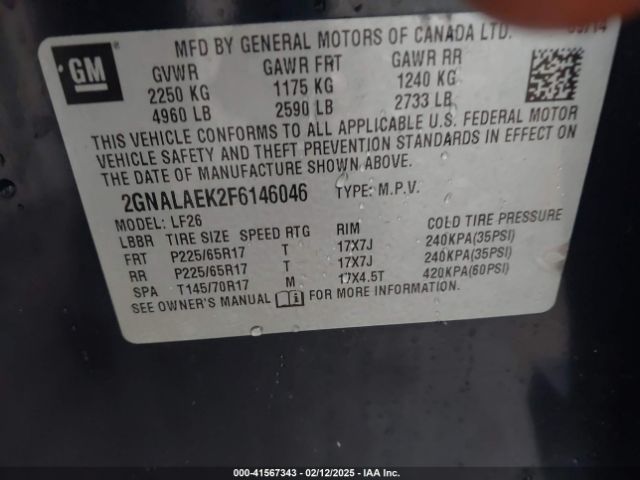 2GNALAEK2F6146046 Chevrolet EQUINOX LS