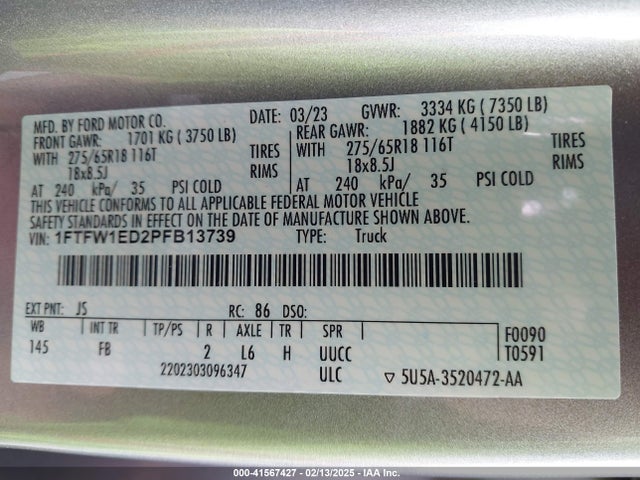 Ford F-150 Xlt 2023 1FTFW1ED2PFB13739 Image 9