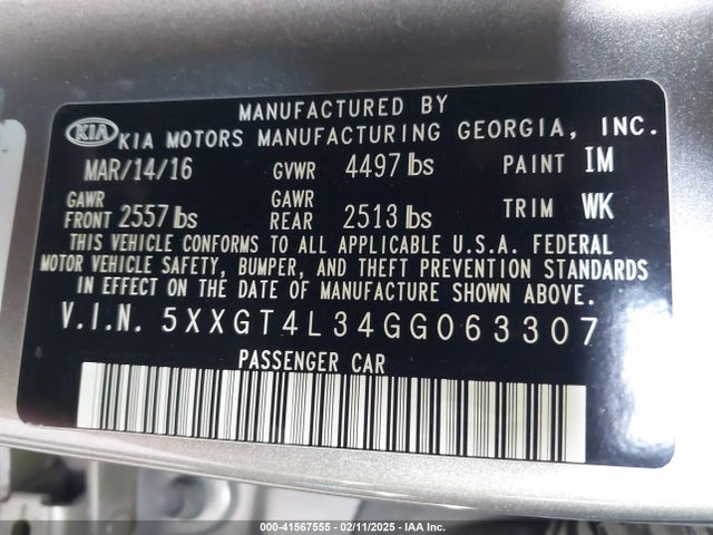 KIA Optima Lx 2016 5XXGT4L34GG063307 Image 9
