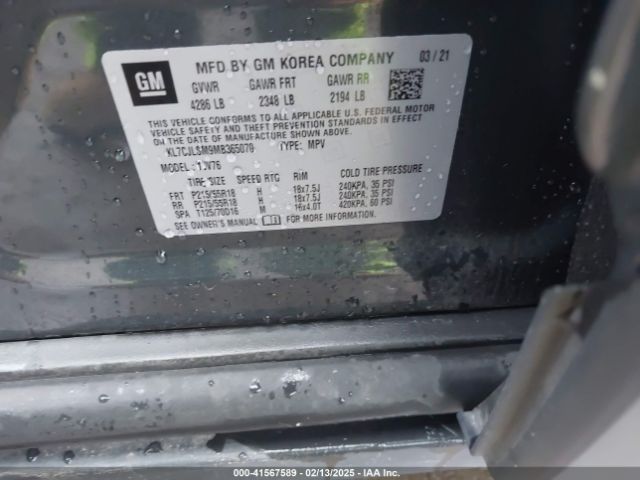 KL7CJLSM9MB365070 Chevrolet Trax Fwd Lt