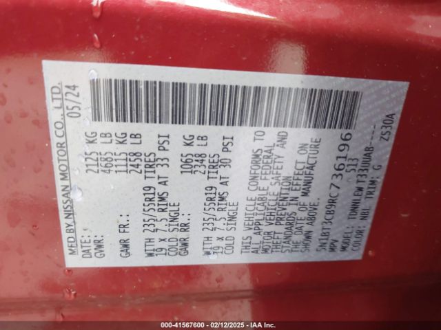 5N1BT3CB9RC736196 Nissan Rogue Sl Intelligent Awd