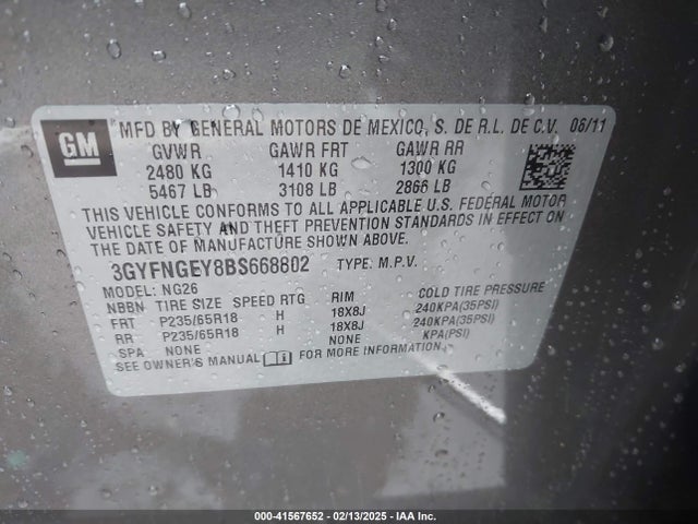 2011 CADILLAC SRX 3GYFNGEY8BS668802 Photo 8