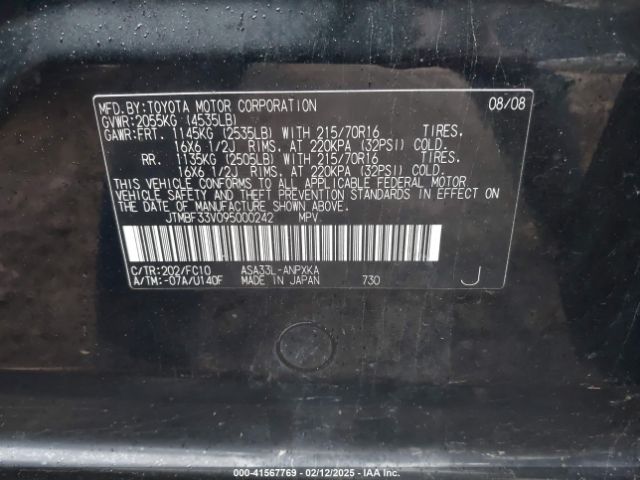 2009 TOYOTA RAV4 JTMBF33V095000242 Photo 8