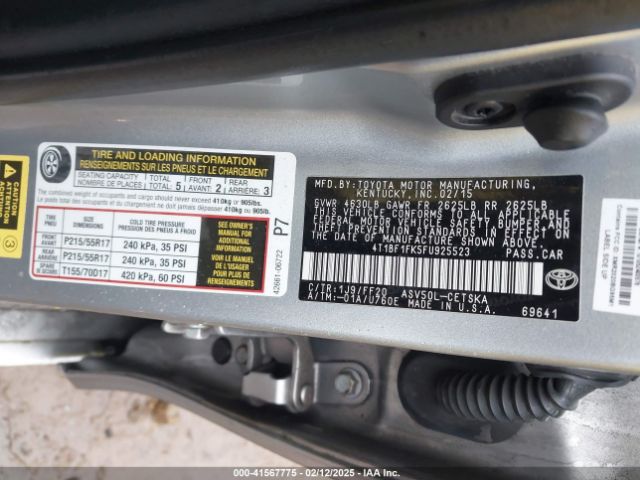 4T1BF1FK5FU925523 Toyota CAMRY SE