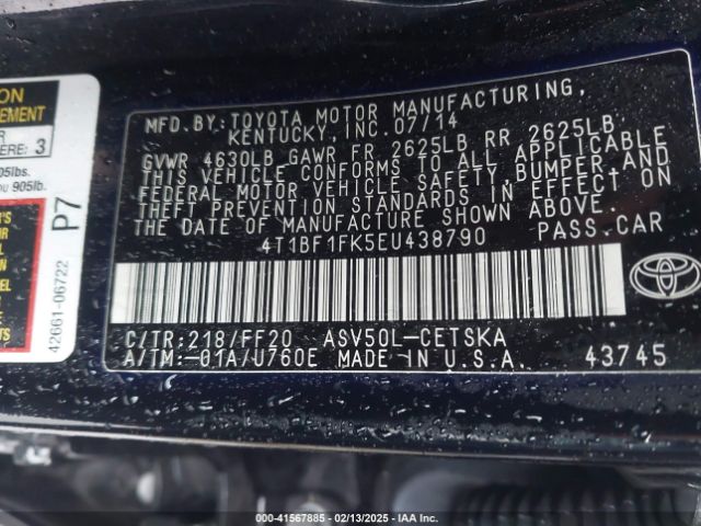 4T1BF1FK5EU438790 Toyota CAMRY SE