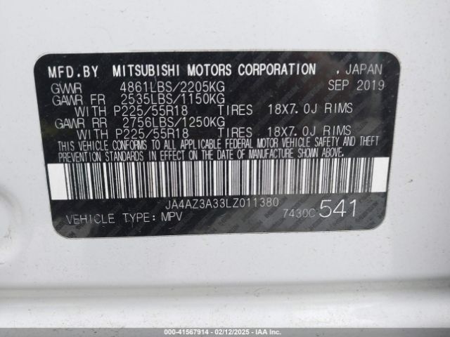 2020 MITSUBISHI OUTLANDER JA4AZ3A33LZ011380 Photo 8