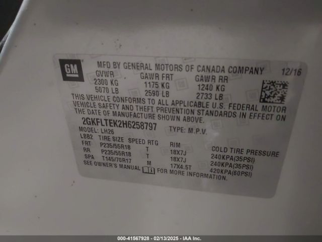 2GKFLTEK2H6258797 GMC Terrain Sle-2