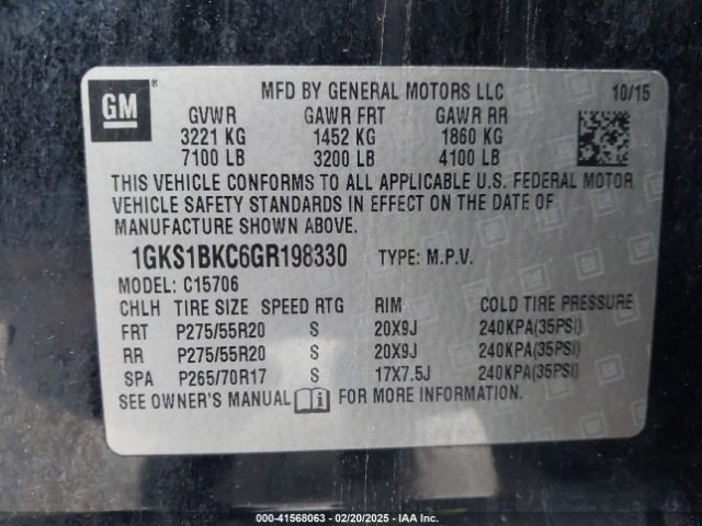 2016 GMC YUKON 1GKS1BKC6GR198330 Photo 8