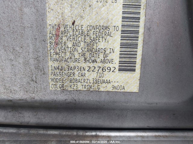 1N4AL3AP3EN227692 Nissan Altima 2.5 S