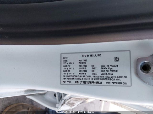 5YJ3E1EA6PF495631 Tesla Model 3 Rear-wheel Drive