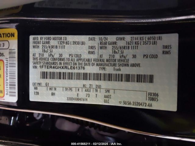 1FTER4GHXRLE61376 Ford Ranger Xlt