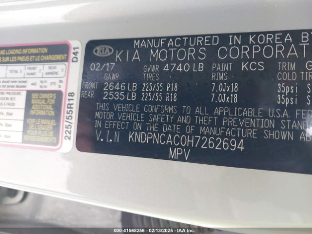 KNDPNCAC0H7262694 KIA Sportage Ex
