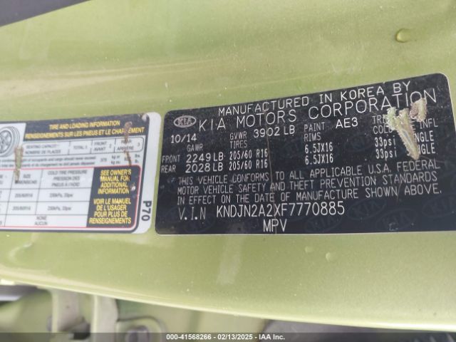 KNDJN2A2XF7770885 KIA Soul