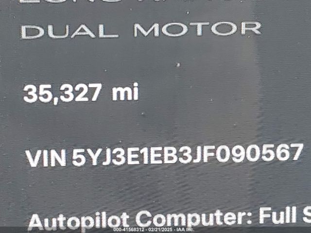 5YJ3E1EB3JF090567 Tesla Model 3 Long Range/performance