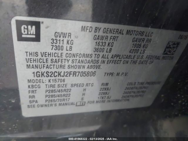 1GKS2CKJ2FR705806 GMC YUKON DENALI