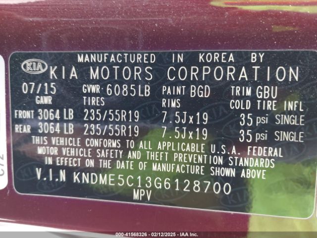 KNDME5C13G6128700 KIA Sedona Sx Luxury
