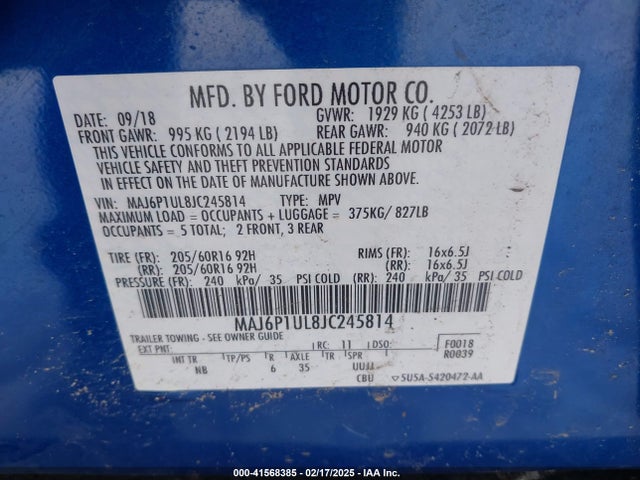 Ford Ecosport Se 2018 MAJ6P1UL8JC245814 Image 9