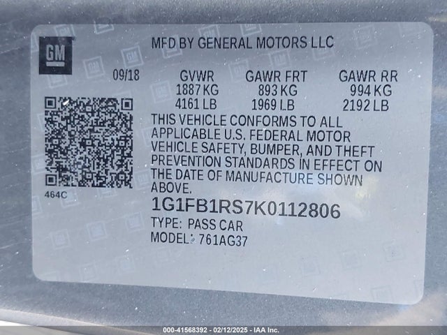 Chevrolet Camaro 1lt 2019 1G1FB1RS7K0112806 Image 9
