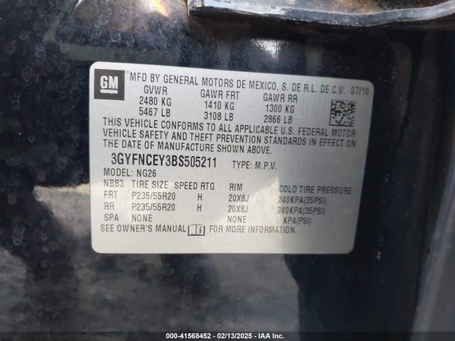 2011 CADILLAC SRX 3GYFNCEY3BS505211 Photo 8