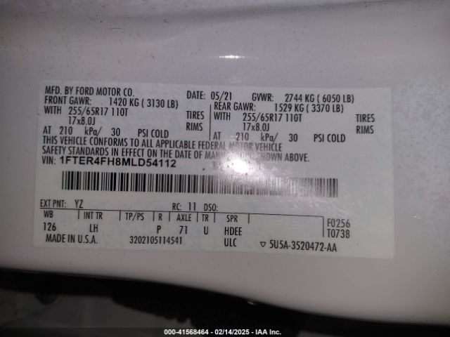 1FTER4FH8MLD54112 Ford Ranger Xlt
