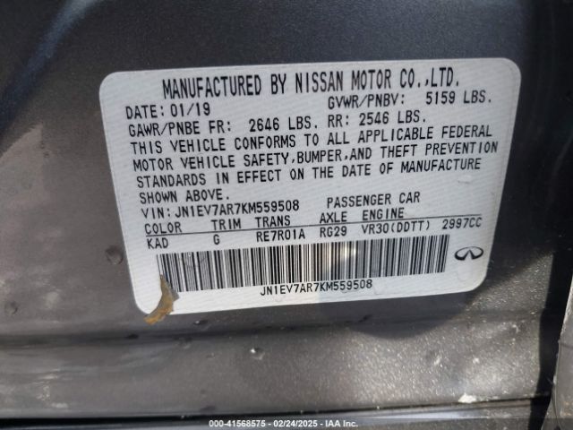 JN1EV7AR7KM559508 Infiniti Q50 3.0t Luxe