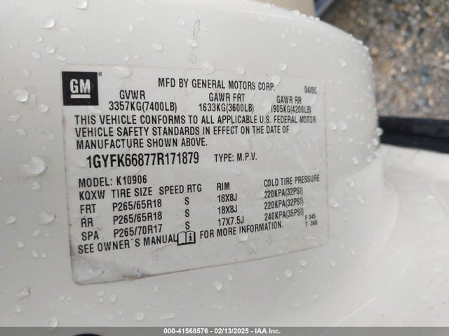 2007 CADILLAC ESCALADE ESV 1GYFK66877R171879 Photo 8