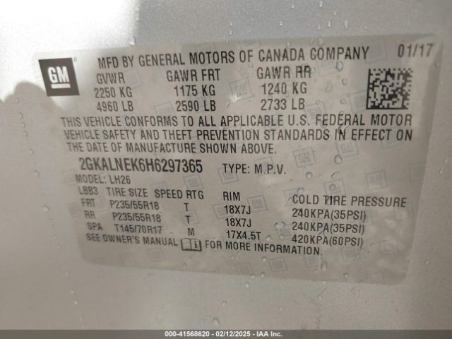 2GKALNEK6H6297365 GMC Terrain Sle-2