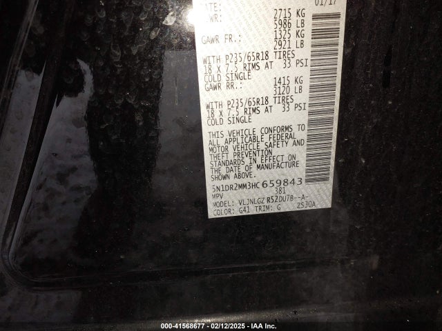 Nissan Pathfinder Sl 2017 5N1DR2MM3HC659843 Image 9