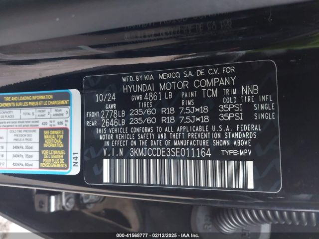 3KMJCCDE3SE011164 Hyundai Tucson Sel Convenience