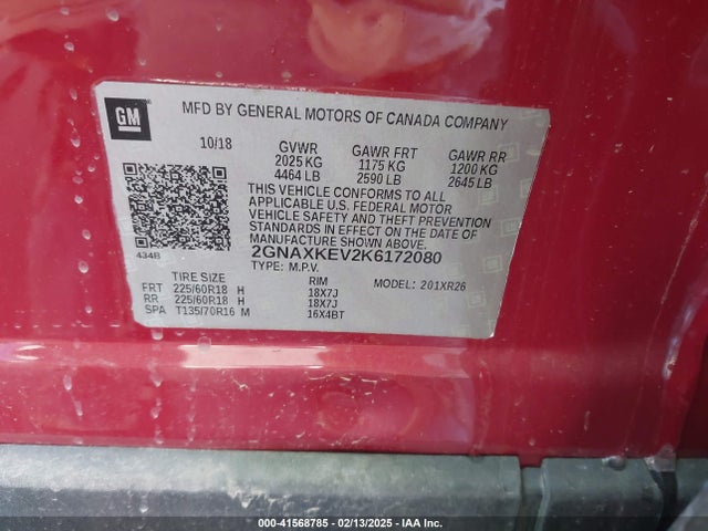 Chevrolet EQUINOX LT 2019 2GNAXKEV2K6172080 Image 9