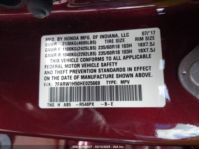 7FARW1H50HE025669 Honda CR-V EX