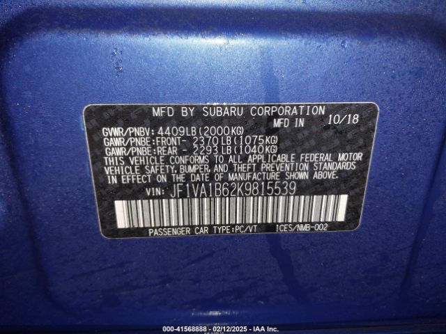 JF1VA1B62K9815539 Subaru Wrx Premium